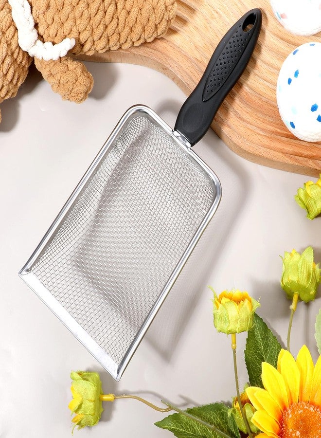 Qulkws Stainless Steel Mesh Litter Shovel, Fine Mesh Metal Reptile Litter Cleaner Scooper, Black Non-Slip Handle Sifter for Lizard Substrate Reptile Terrarium Sand Waste - Image 4